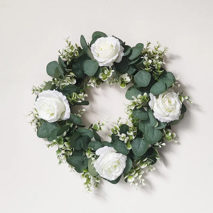 Eucalyptus and Hydrangea Artificial Flower Wreath with Green Leaves - Festive Home Decor for Wedding and Christmas