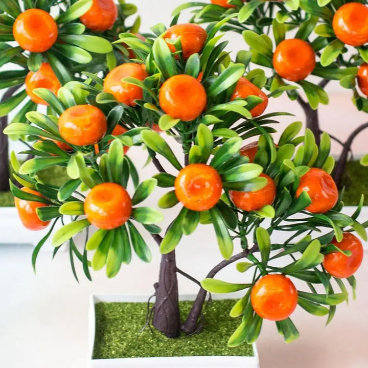 Vibrant Artificial Orange Bonsai Tree for Home and Office Decor