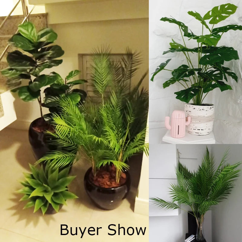 125cm Artificial Palm Tree with Monstera Leaves