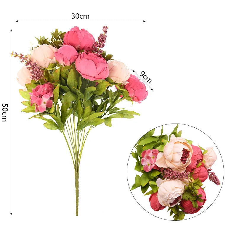 European Peony Artificial Silk Flower Arrangement for Wedding Party and Home Decor