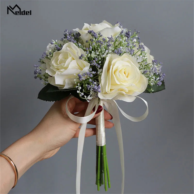 Chic Rose and Babysbreath Wedding Bouquet Kit - DIY Flower Arrangement for Home Decor