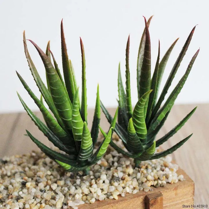 Succulent Aloe Zebrina Artificial Plant with Colorful Flower Head - Mini Decorative Garden Accent