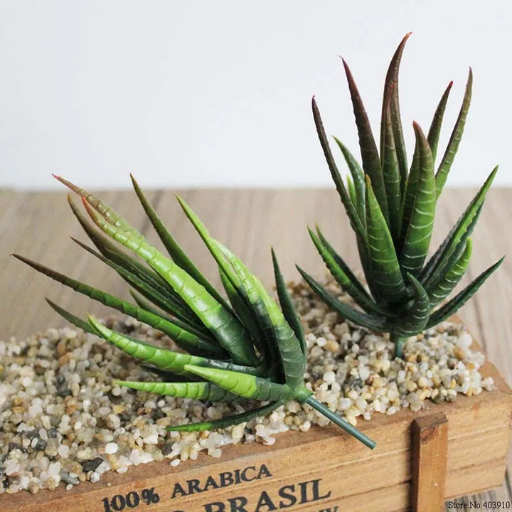 Succulent Aloe Zebrina Artificial Plant with Colorful Flower Head - Mini Decorative Garden Accent