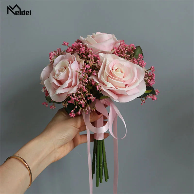 Chic Rose and Babysbreath Wedding Bouquet Kit - DIY Flower Arrangement for Home Decor