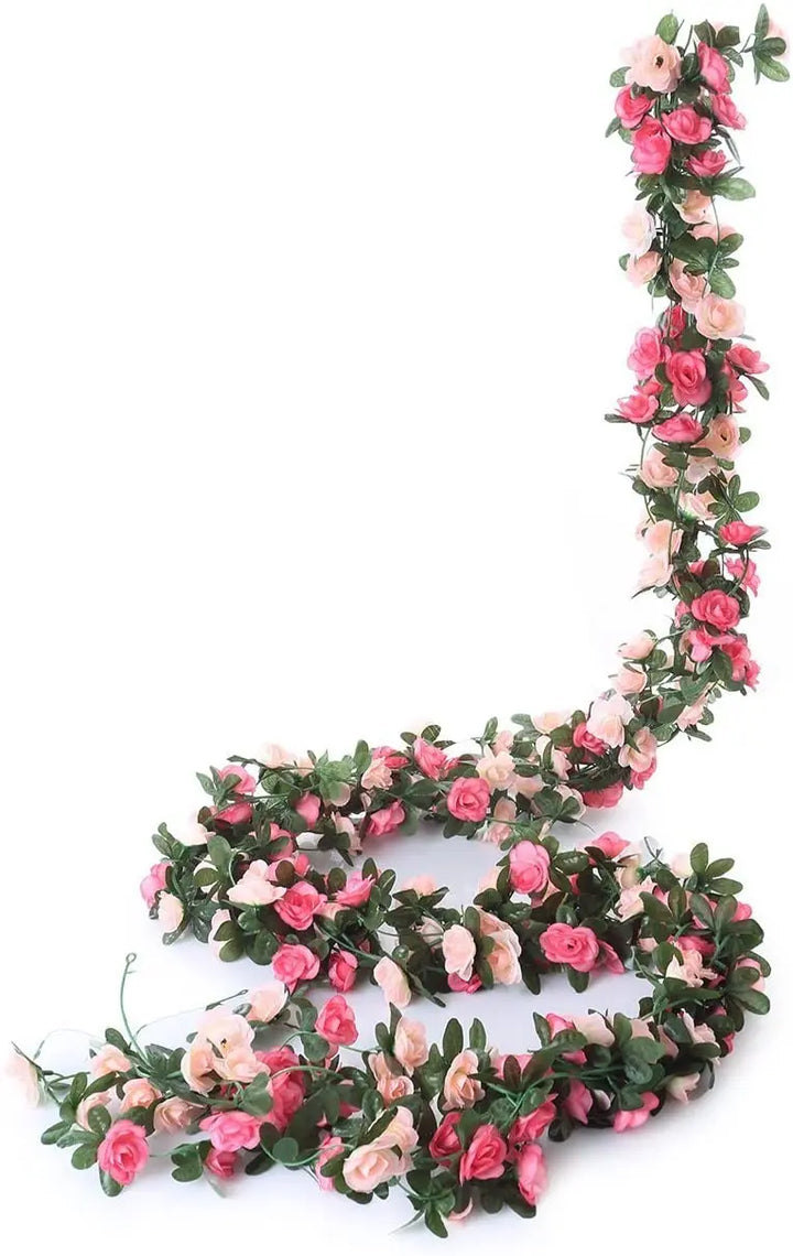 Artificial Rose Vine Garland with 45 Heads - Wedding and Home Decor Bouquet