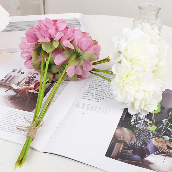 Pink Silk Rose Peony Bridal Bouquet Set - Wedding Decor Accent