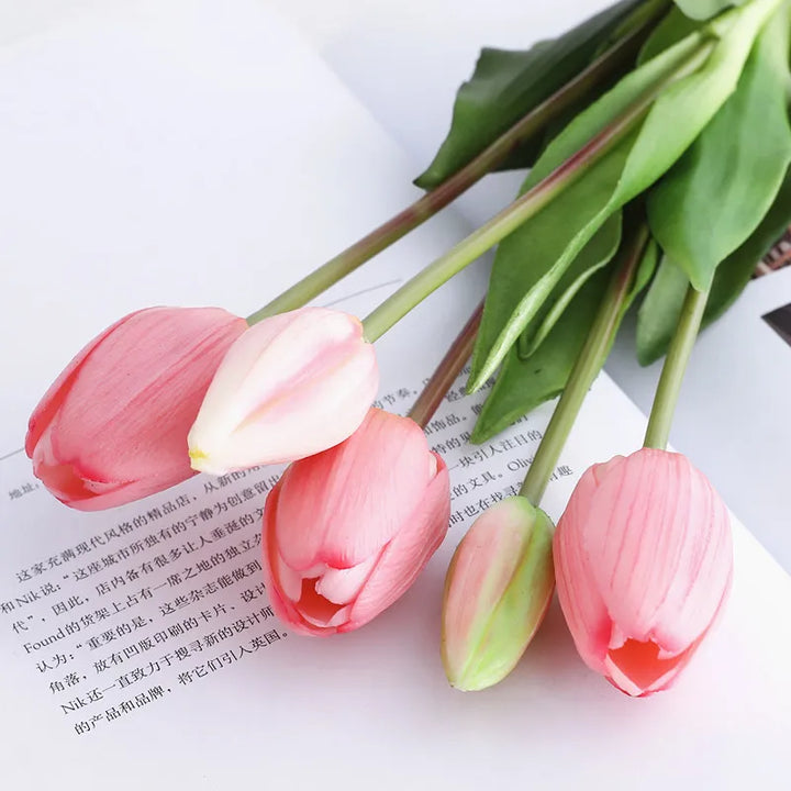 Silicone Tulip Bouquet - Real Touch Flowers for Home Decor