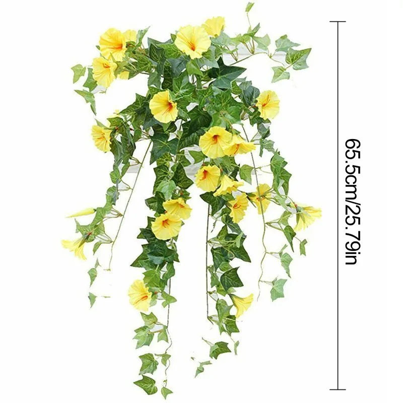 Artificial Morning Glory Silk Hanging Vine Garland for Home Garden Wedding Decor