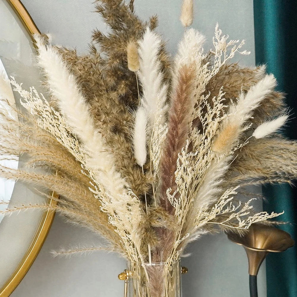 Boho Chic Dried Pampas Grass Bouquet for Wedding and Home Decor