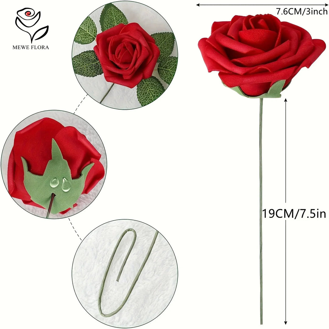 Artificial Foam Rose Flower Bundle Set for Wedding Home Decor