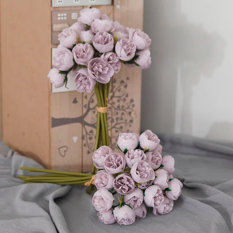 Pink Peony Silk Flower Bouquet - Elegant Wedding/Home Decor