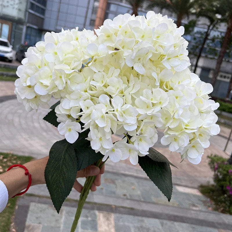 Large Hydrangea Silk Flowers Bouquet - White Pink - DIY Wedding Home Decor