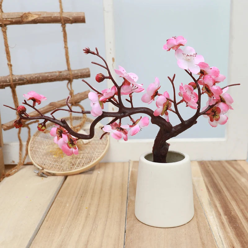 Silk Plum Blossoms DIY Decor Flowers - Versatile Home Vases & Bonsai