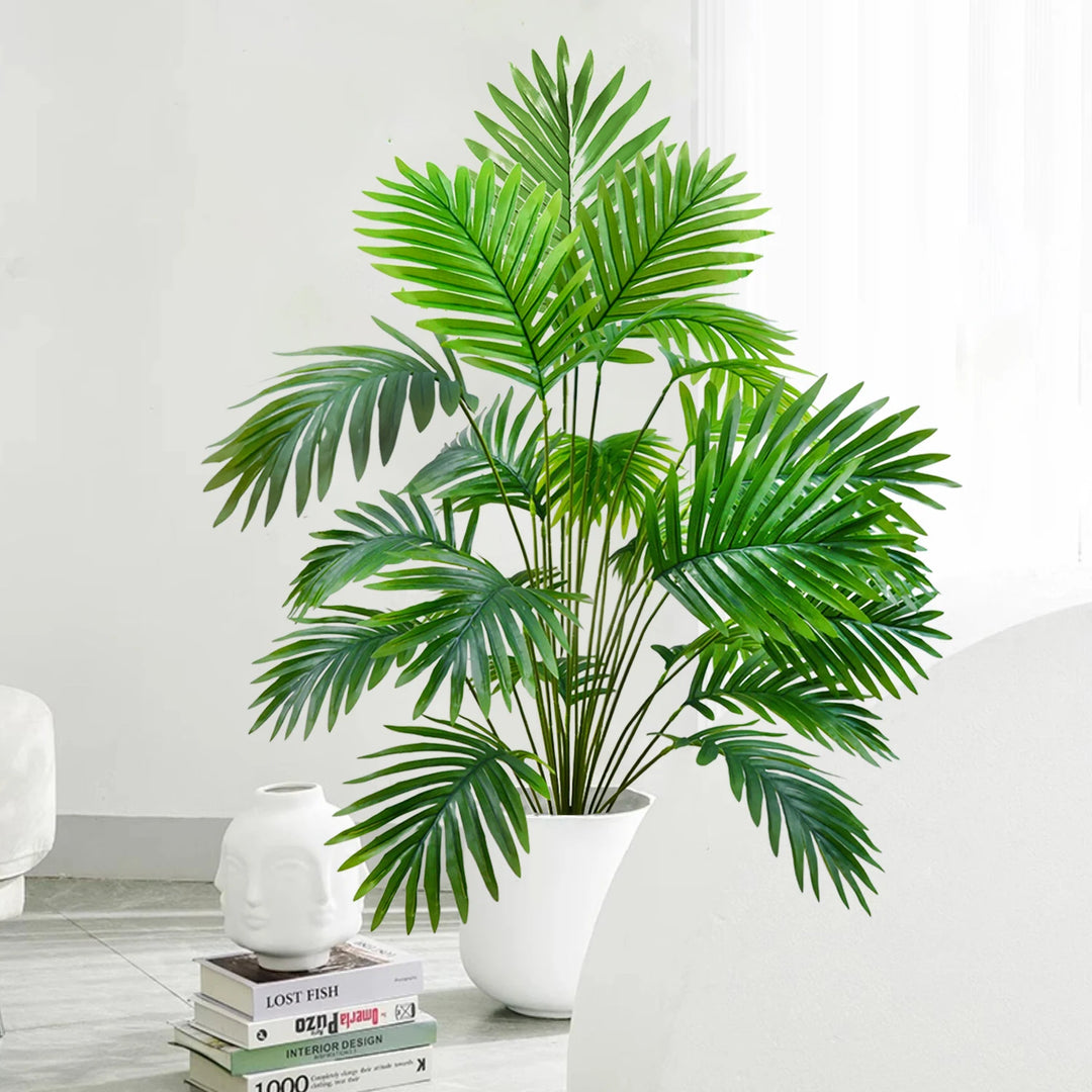 Tropical Artificial Palm Tree - Home Garden Decor - Green Plastic Palm Leaf Branches