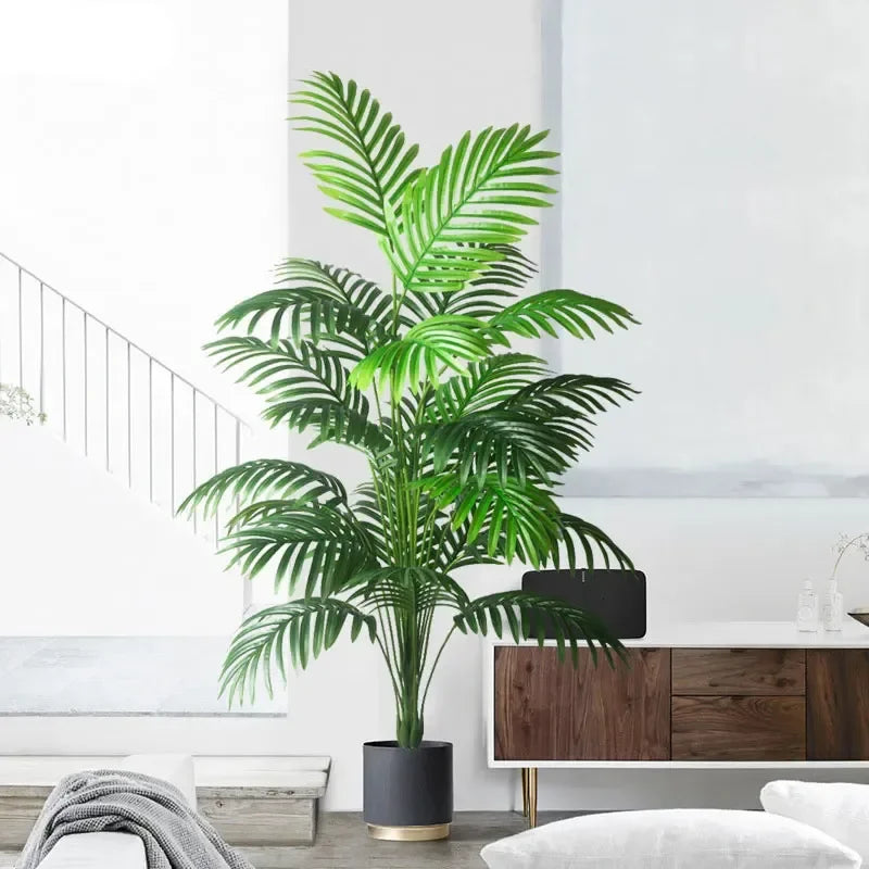 Large Artificial Palm Tree with Monstera Leaves - Indoor & Outdoor Decor