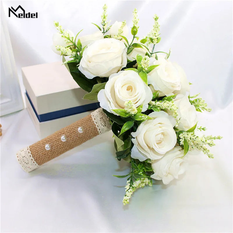 Rose Wedding Bouquet - Artificial Silk Flowers for Brides - Elegant Wedding Decor