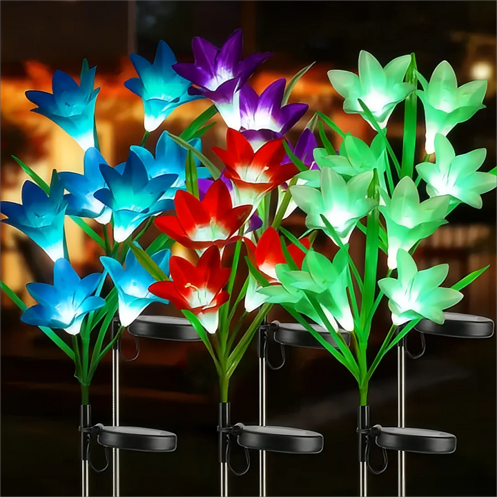 Solar Lily Flower Garden Lights - Waterproof Color Changing Outdoor Decor for Patio