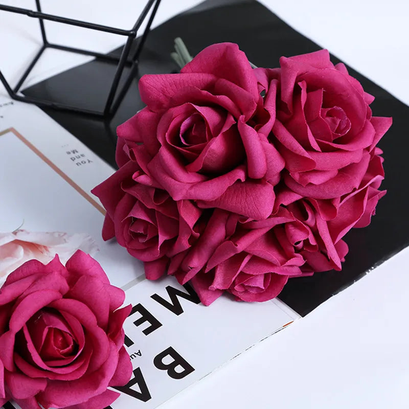 Elegant 5-Head Real Touch Latex Rose Bouquet for Wedding Home Decor and Bridal Gift