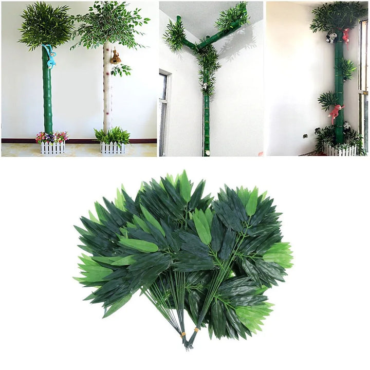 Artificial Bamboo Leaves Branches - Set of 20 | 45cm Plastic Plants Home Decor