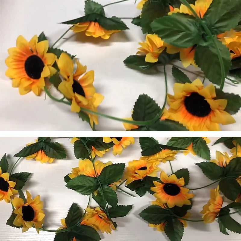 Sunflower Ivy Vine Garland - 250cm Silk Artificial Flowers for Wall Hanging Decor