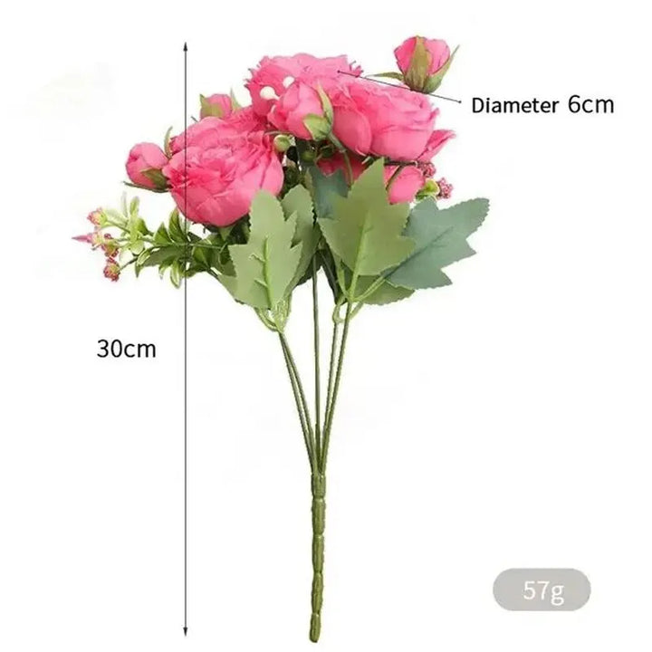 Rose Pink Peony Silk Bouquet Artificial Flower for Wedding Home Decor