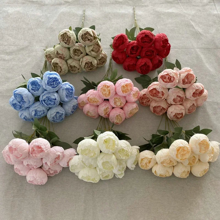 Silk Peony Bundle - 10 Artificial Flowers for Elegant Decor