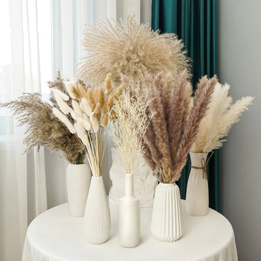 Boho Chic Dried Pampas Grass Bouquet for Wedding and Home Decor