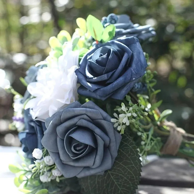 Elegant Dusty Blue Foam Roses Bundle for Wedding Bouquets and Floral Arrangements