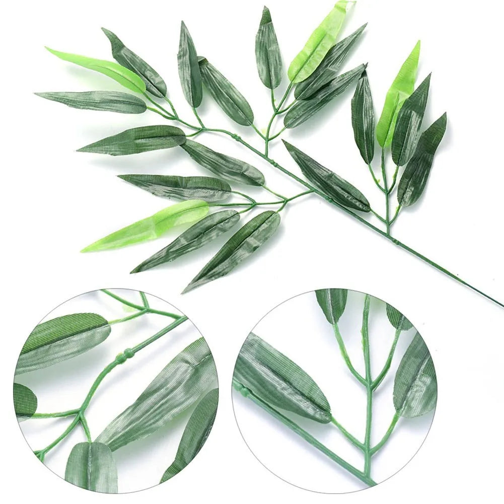 Artificial Bamboo Leaves Branches - Set of 20 | 45cm Plastic Plants Home Decor