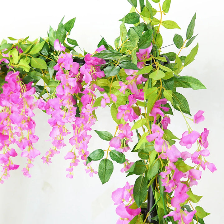 Artificial Silk Wisteria Flower Vine - Set of 2, 7ft Long - Home Wedding Decor