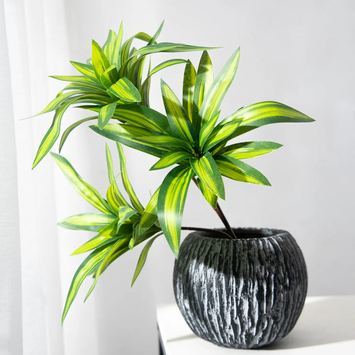 Tropical Artificial Palm Tree with 3 Heads and Bamboo Branch Decoration