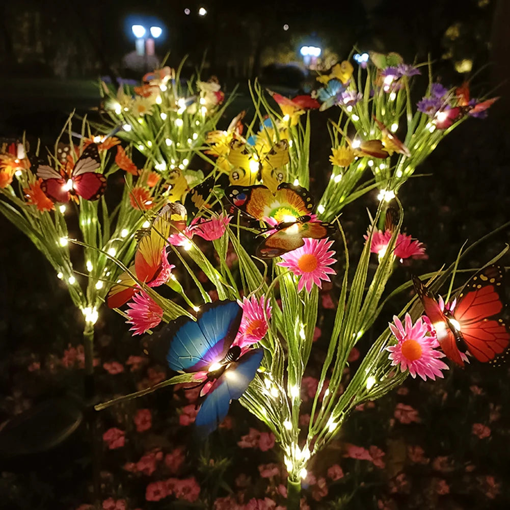 Solar Powered Butterfly Flower Garden Light - Outdoor Decor for Patio, Yard, and Balcony