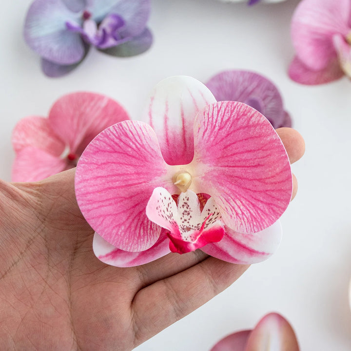 Thai Orchid Silk Flower Clips Set - Pack of 50, Ideal for Wedding and Christmas Decorations