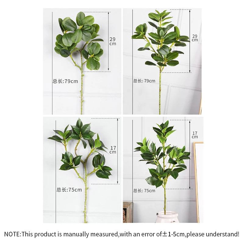 Green Artificial Ficus Branches with Realistic Appearance - Perfect for Home and Garden Decor