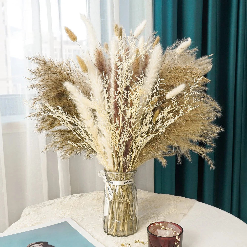 Boho Chic Dried Pampas Grass Bouquet for Wedding and Home Decor