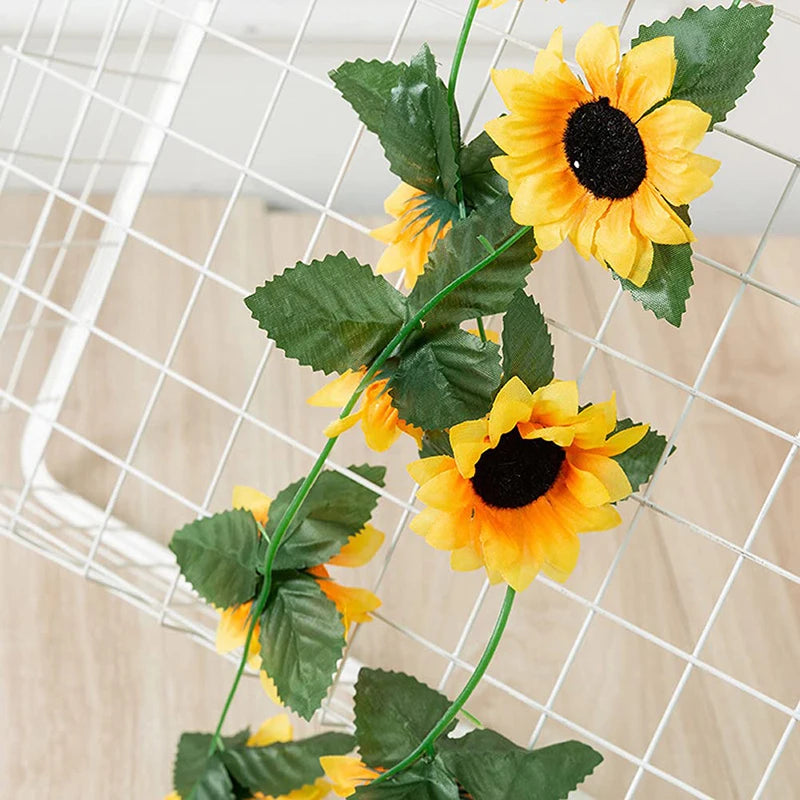 Sunflower Ivy Vine Garland - 250cm Silk Artificial Flowers for Wall Hanging Decor