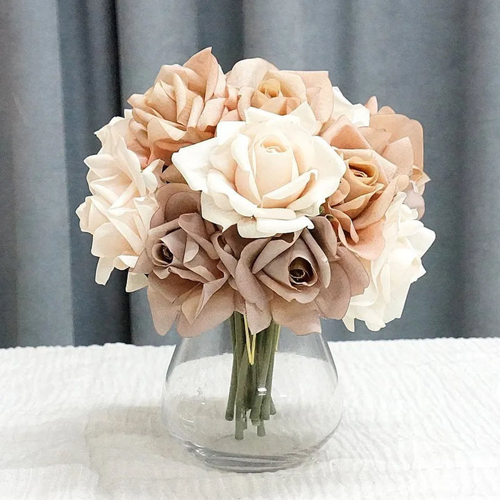 Elegant 5-Head Real Touch Latex Rose Bouquet for Wedding Home Decor and Bridal Gift