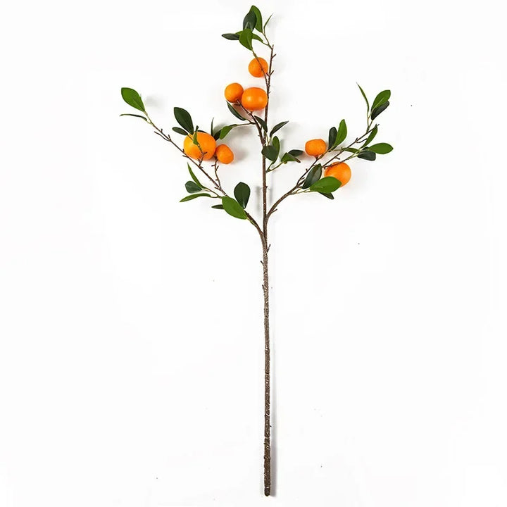 Orange Fruit Branch and Green Plant Landscaping Decoration with Fruit Ornaments Simulation