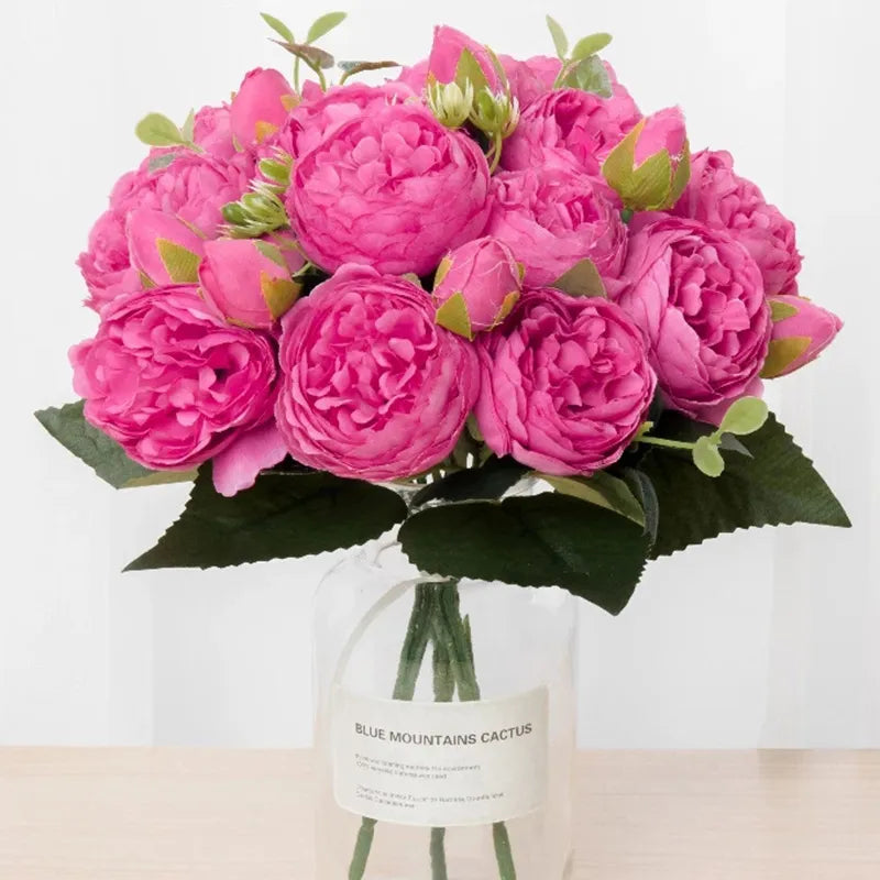 Silk Rose Peony Bouquet - Wedding Home Decor Artificial Flowers