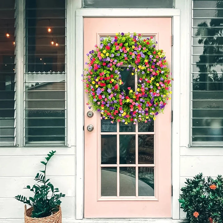 Vibrant Eucalyptus Door Wreath with Artificial Flowers - Home & Party Decor