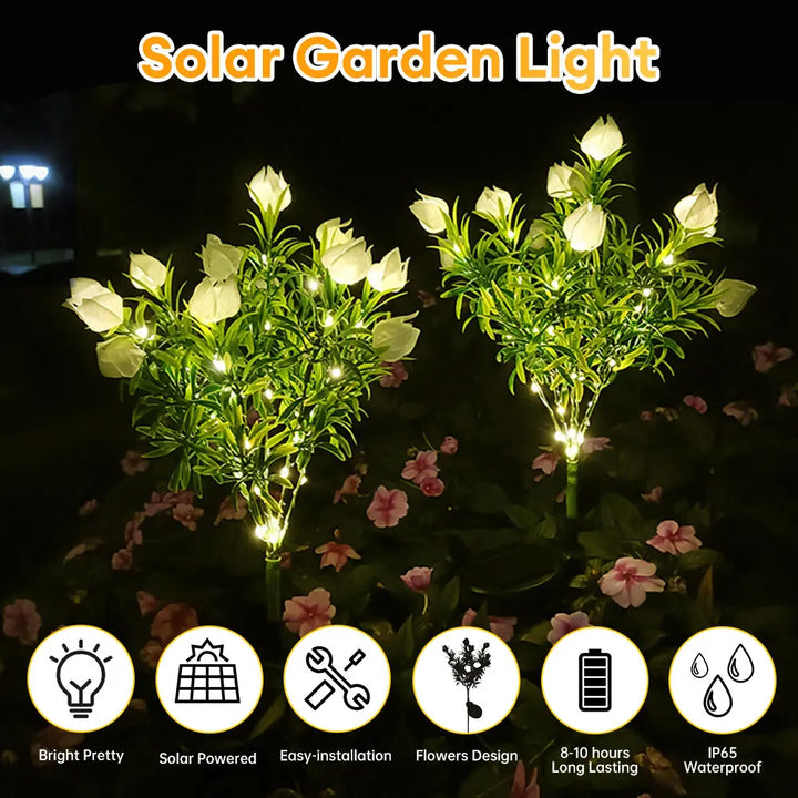 Solar Lantern Grass with 42LED Artificial Flowers Warm Color Changing Light - Outdoor Decorative Lighting Solution