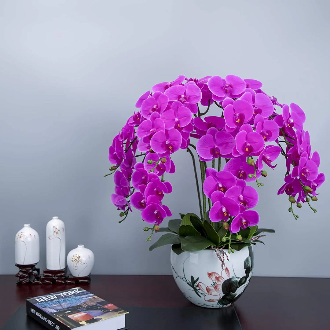 32" Realistic Butterfly Orchid Artificial Flower Set for Elegant Home & Wedding Decor