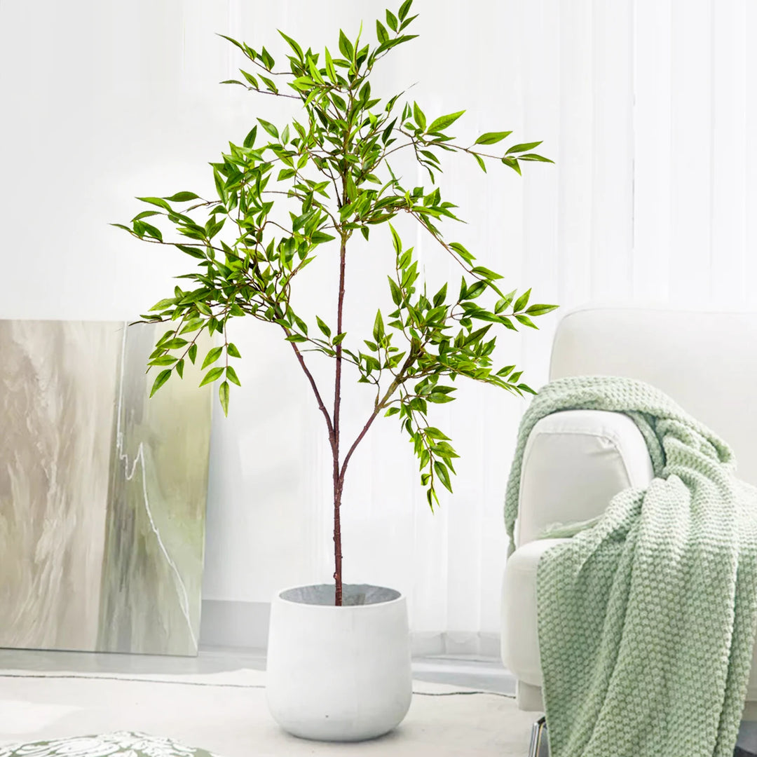 Artificial Bamboo Tree Branch with Nandina Leaves - Green Home Garden Decor