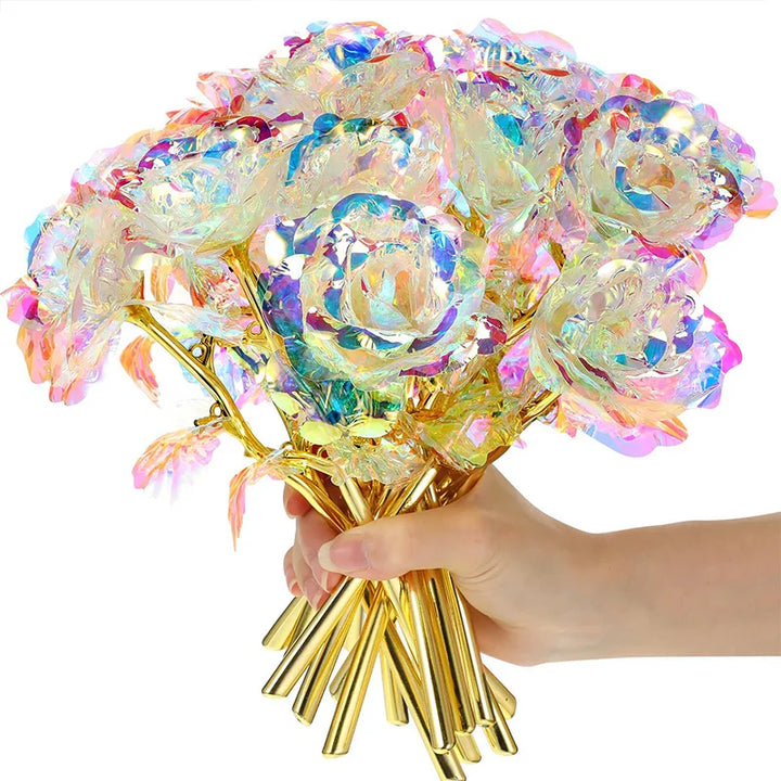 Golden Plated Galaxy Rose Bouquet - Festive Flower Decor for Special Occasions