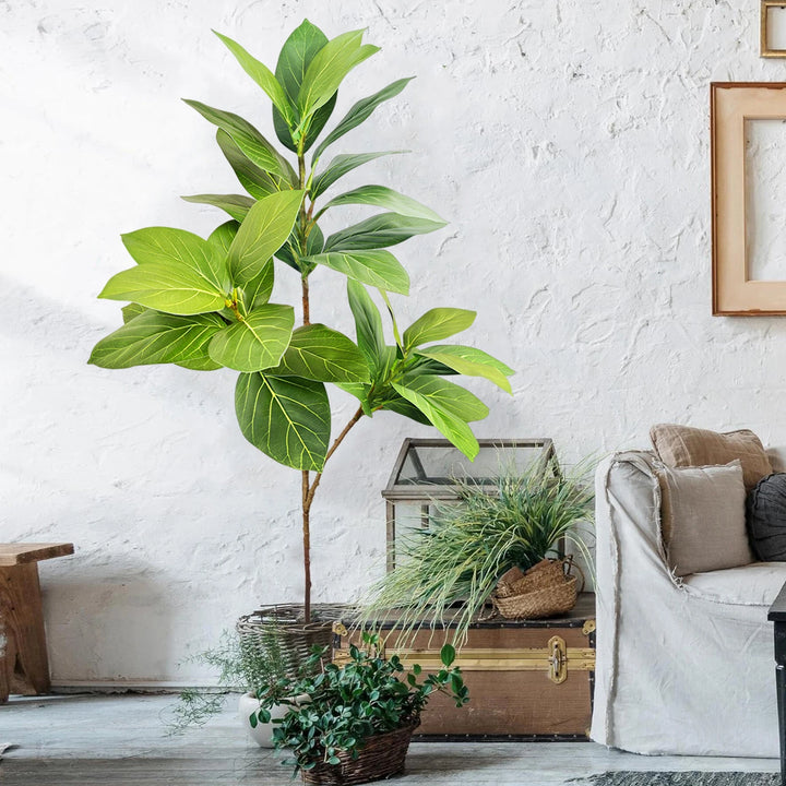 Artificial Ficus Tree with Tropical Banyan Leaves - Indoor Outdoor Decor