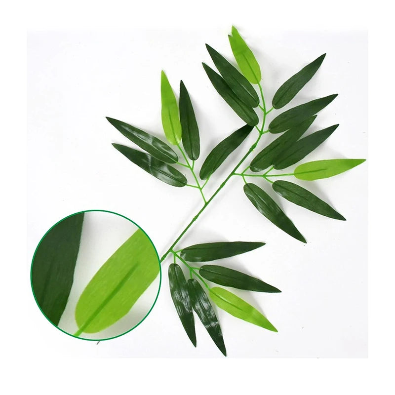 Artificial Bamboo Leaves & Branches Set - 50 Pieces for Wedding, Home, Garden, and Office Décor