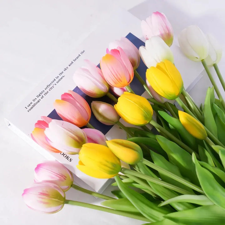 5-Piece Soft Touch Tulip Flower Bouquet Set for Wedding and Home Decoration