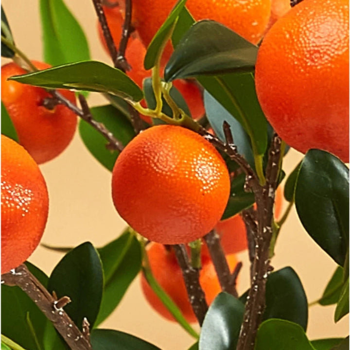 Orange Fruit Branch and Green Plant Landscaping Decoration with Fruit Ornaments Simulation