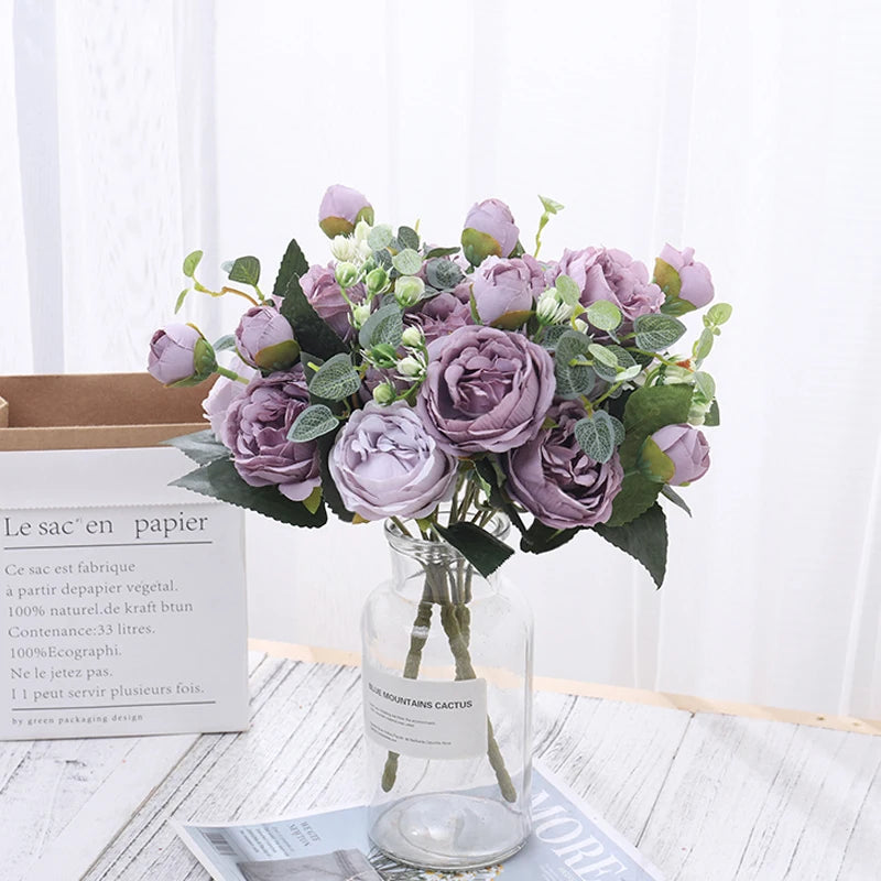 Elegant Silk Peony and Rose Flower Arrangement - Perfect for Home and Weddings