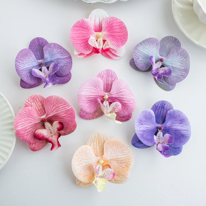 Thai Orchid Silk Flower Clips Set - Pack of 50, Ideal for Wedding and Christmas Decorations